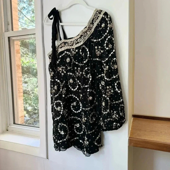 NWT Free People FP One Dea Mini Dress One Shoulder Long Sleeve Party Black - Picture 10 of 17